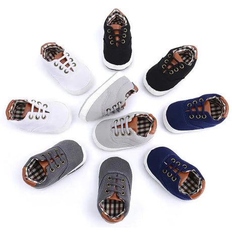 Solid color casual lace soft bottom baby canvas shoes baby shoes toddler shoes - Lootquake