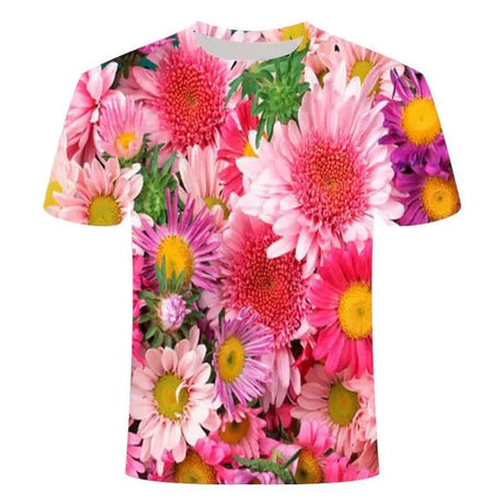 Men's Casual 3D Print Flower T-Shirts - Hip Hop Style - Lootquake