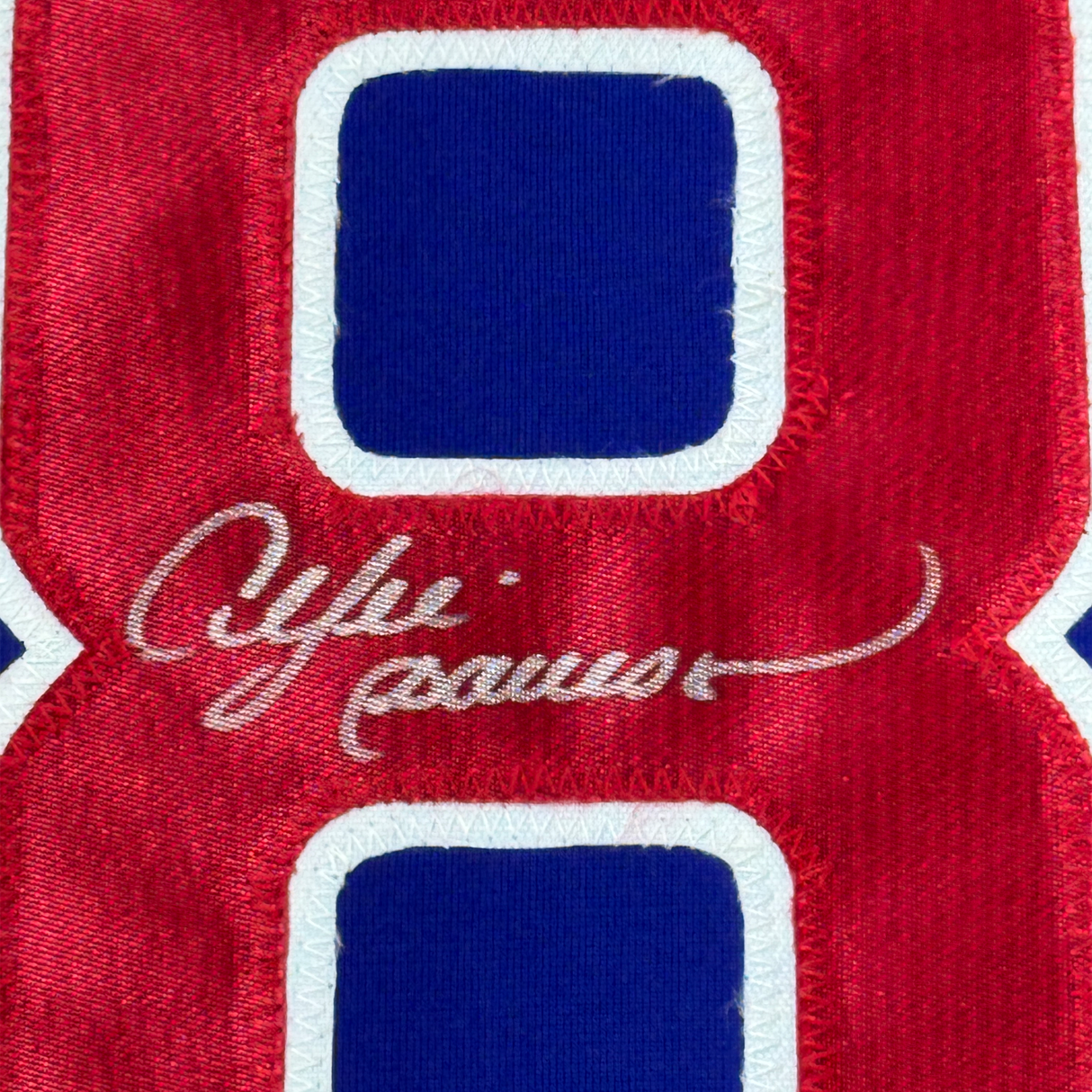 Camiseta de béisbol azul Chicago de 35 x 39, enmarcada, autografiada y firmada por Andre Dawson (JSA COA)