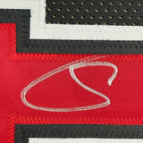 Framed Autographed/Signed DeMar DeRozan 35x39 Chicago Black Basketball Jersey Beckett BAS COA