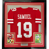Camiseta de fútbol rojo de San Francisco, enmarcada, autografiada y firmada por Deebo Samuel, 35 x 39, JSA COA