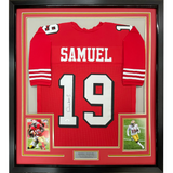 Camiseta de fútbol alternativa enmarcada, autografiada y firmada por Deebo Samuel, 35 x 39, color rojo de San Francisco, JSA COA