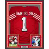 Camiseta de fútbol alternativa enmarcada, autografiada y firmada por Deebo Samuel, 35 x 39, color rojo de San Francisco, JSA COA