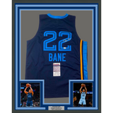 Camiseta de baloncesto azul oscuro de Memphis de Desmond Bane, enmarcada, autografiada y firmada, 35 x 39, JSA COA