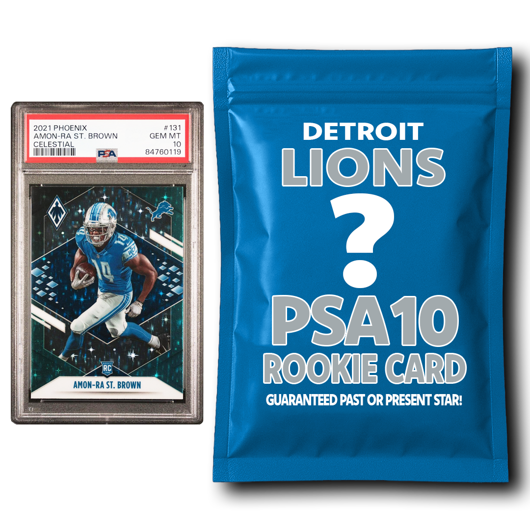 Paquete misterioso de tarjetas de novato calificadas de los Detroit Lions PSA 10