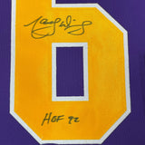 Camiseta de hockey morada de Los Ángeles LA, enmarcada, autografiada y firmada por Marcel Dionne, HOF 92, 35 x 39, JSA COA