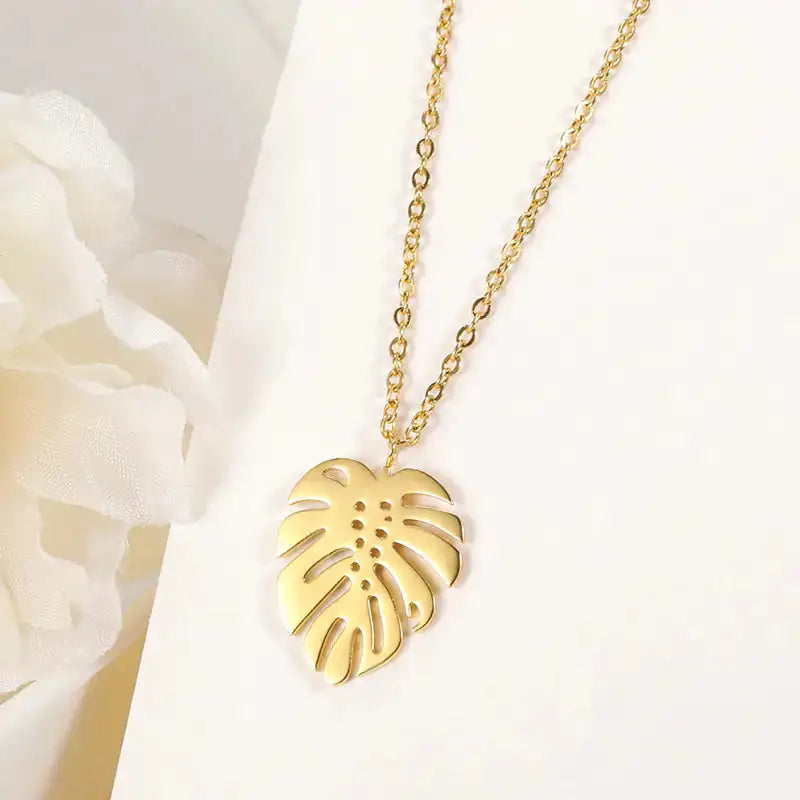 Hawaii Style Summer Collar Stainless Steel Palm Leaf Necklaces - Lootquake