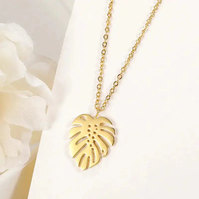 Hawaii Style Summer Collar Stainless Steel Palm Leaf Necklaces - Lootquake