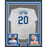 Camiseta de béisbol blanca de Los Ángeles LA, enmarcada, autografiada y firmada por Don Sutton, HOF 98, 35 x 39, JSA COA