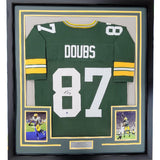 Framed Autographed/Signed Romeo Doubs 35x39 Green Bay Green Football Jersey JSA COA