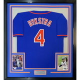 Framed Autographed/Signed Lenny Dykstra 35x39 New York Blue Baseball Jersey JSA COA