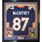 Camiseta de fútbol azul Denver Beckett BAS COA enmarcada, autografiada y firmada por Ed McCaffrey, 35 x 39, 2 unidades