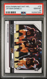 Tarjeta de fútbol americano Jayden Daniels #70 Rookie RC de Panini Instant NFL 2024, calificada, PSA 10 Gem Mint