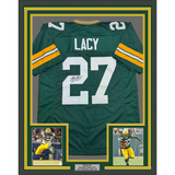 Camiseta de fútbol americano de los Green Bay Packers, enmarcada, autografiada y firmada por Eddie Lacy, 35 x 39, JSA COA