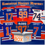 Caja misteriosa de camisetas de hockey de Edmonton autografiadas/firmadas con PSA JSA o Beckett COA 
