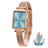 Taxau Womens Watches Square Watch Women Blue Watches for Women Luxury Dainty Dress Womens Wrist Watches Waterproof Stainless Steel Women Analog Watch Women Watch Rose Gold Mesh Female Watch - Lootquake