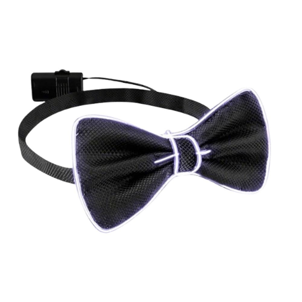EL Wire White Bow Tie Night Parties-1
