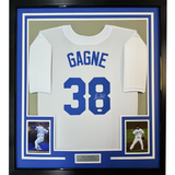 Camiseta de béisbol blanca de Los Ángeles LA, enmarcada, autografiada y firmada por Eric Gagne, 35 x 39, JSA COA