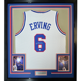 Camiseta de baloncesto blanca de Filadelfia, enmarcada, autografiada y firmada por Julius Erving Dr. J, 35 x 39, JSA COA