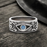 Eye And Rose Stainless Steel Goth Ring