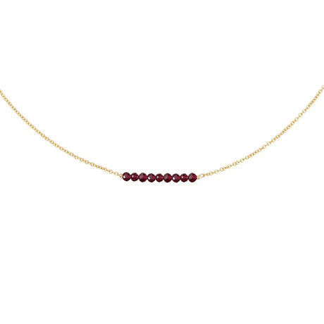 Dainty Beaded Garnet Bar NecklaceJanuary Birthstone Gift Necklace18K Gold Plated Delicate Handmade Faceted Garnet Stone Beads Bar Boho Necklaces for Women - Lootquake