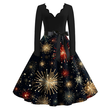 1950s Christmas Dresses for Women Daily Clearance Christmas Print Dresses for Women Vintage Vintage Dresses 1950s Christmas Vintage Dresses 1950s Christmas Gold - Lootquake