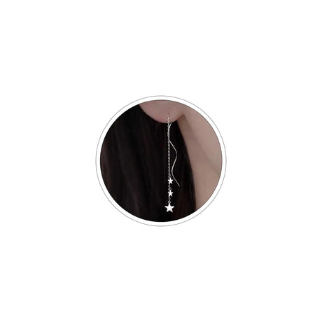 Silver Chain Earrings for Women Silver Threader Earrings Dainty Dangle Earrings for Women Hypoallergenic Thread Earrings for Women Korean Earrings (Silver-01) - Lootquake