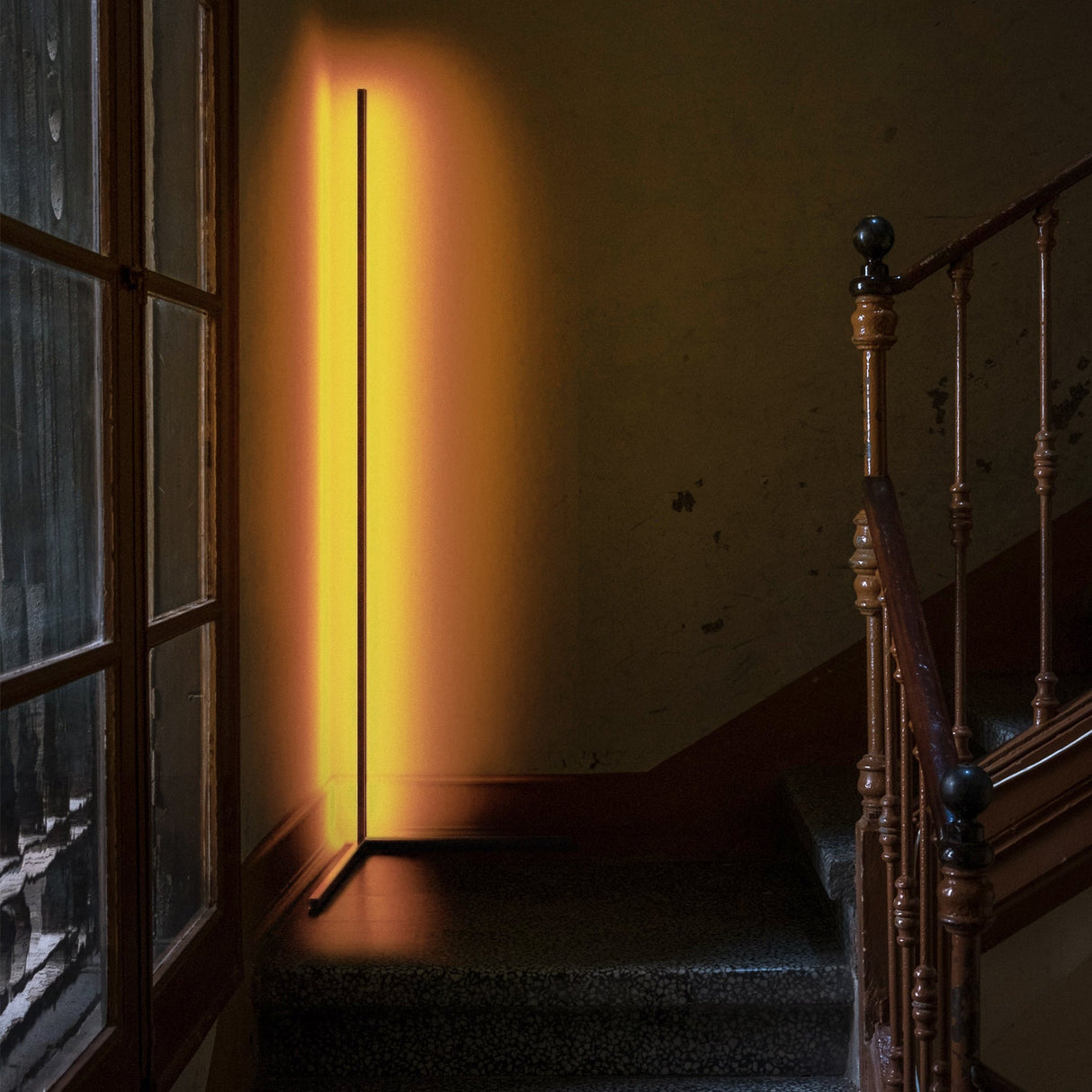 55" RGBCW Corner Floor Lamp-Black/Gold/White
