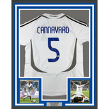Framed Autographed/Signed Fabio Cannavaro 35x39 Real Madrid White Soccer Jersey Beckett BAS COA