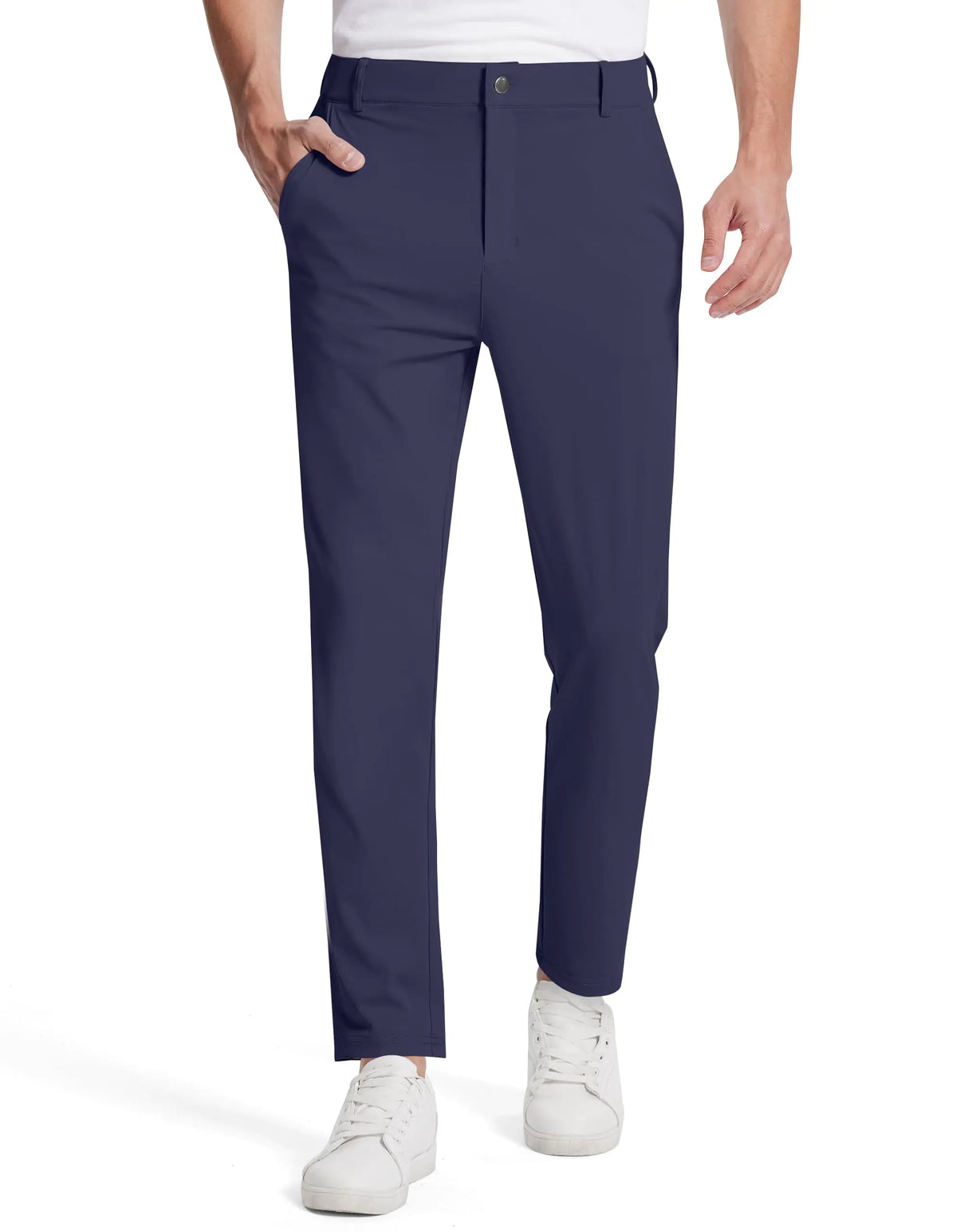 SERAMY Mens Golf Dress Pants with 5 Pockets Slim Fit Stretch Lightweight Chino Trousers for Casual Work Travel Navy Blue 40 - Lootquake
