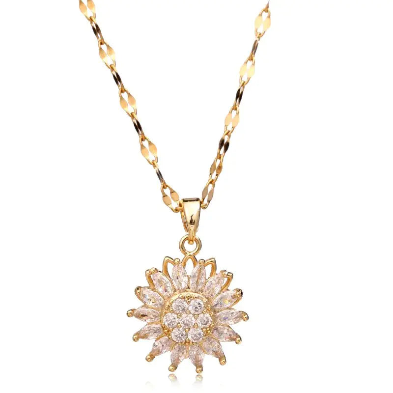 Double-Layer Rotatable Sunflower Necklaces - Lootquake
