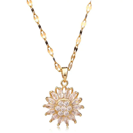 Double-Layer Rotatable Sunflower Necklaces - Lootquake