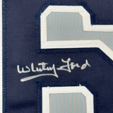Camiseta de béisbol enmarcada, autografiada y firmada por Whitey Ford, 35 x 39, gris Nueva York, certificado de autenticidad (PSA/DNA)