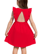 Arshiner Girls 5t Dresses Ruffle Sleeve Dress for Girls Summer Baby Girl Backless Dresses Red Dress for Girls Girls Size 6 Dresses Red Beach Dresses for Kids - Lootquake