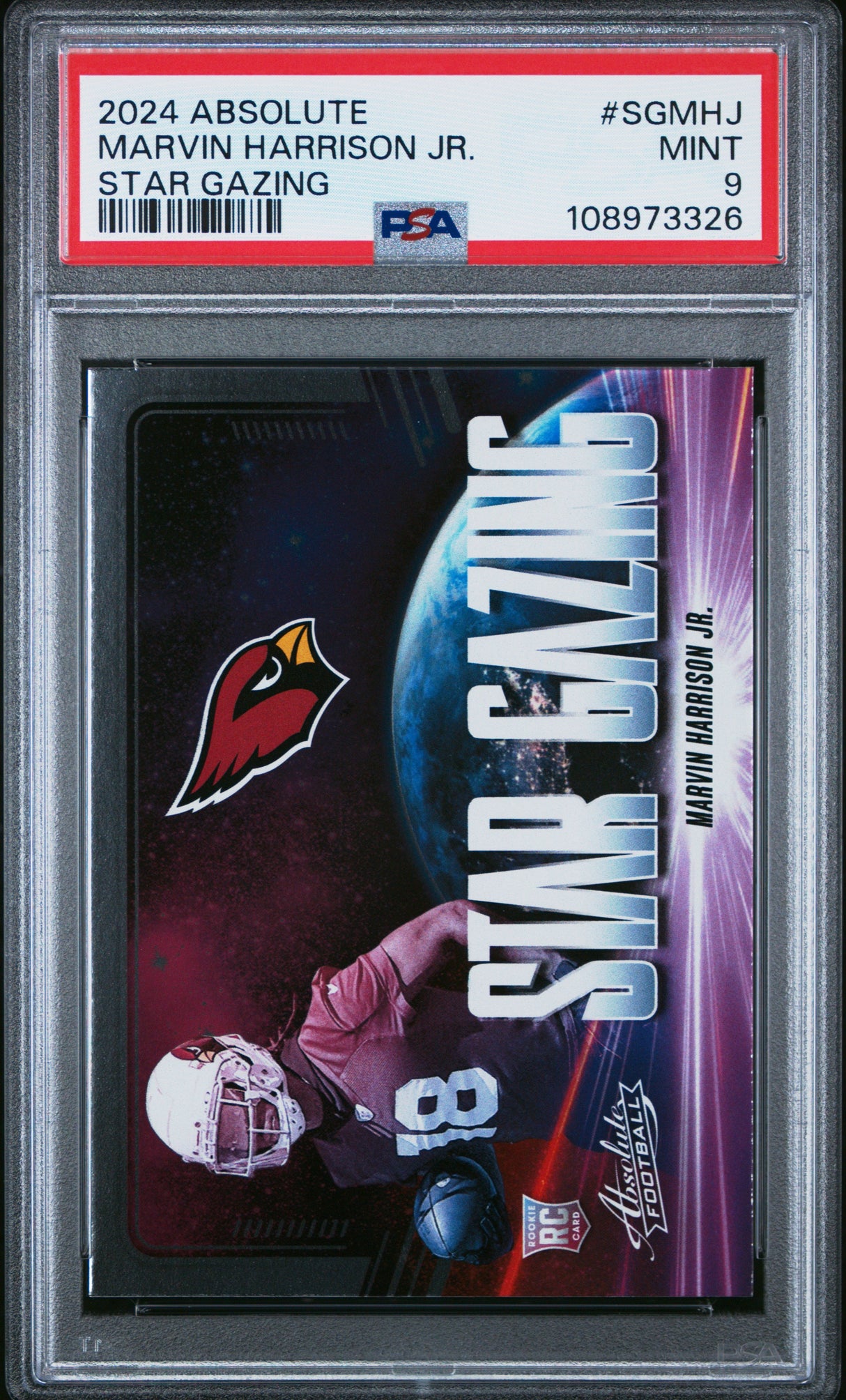 Graded 2024 Panini Absolute Marvin Harrison Jr #SGMHJ Star Gazing Rookie RC Football Card PSA 9 Mint