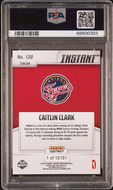Tarjeta de baloncesto RC de Caitlin Clark #139, primera novata con triple doble, Panini Instant WNBA, clasificada en 2024, PSA 9 Mint