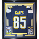 Camiseta de fútbol azul oscuro de Los Ángeles LA Beckett BAS COA, enmarcada, autografiada y firmada por Antonio Gates, 35 x 39
