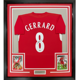 Camiseta de fútbol roja del Liverpool Beckett BAS COA enmarcada y autografiada de Steven Gerrard (35 x 39)