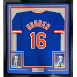 Camiseta de béisbol azul de Nueva York de 35 x 39, enmarcada, autografiada y firmada por Dwight Doc Gooden (JSA COA)
