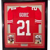 Camiseta de fútbol americano enmarcada, autografiada y firmada por Frank Gore, 35 x 39, color rojo de San Francisco, JSA COA
