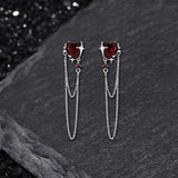 Gothic Heart Tassel Zircon Copper Stud Earrings