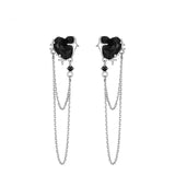Gothic Heart Tassel Zircon Copper Stud Earrings
