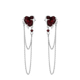 Gothic Heart Tassel Zircon Copper Stud Earrings