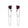 Gothic Heart Tassel Zircon Copper Stud Earrings