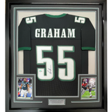 Camiseta de fútbol americano negra de Filadelfia, enmarcada, autografiada y firmada por Brandon Graham, 35 x 39, JSA COA