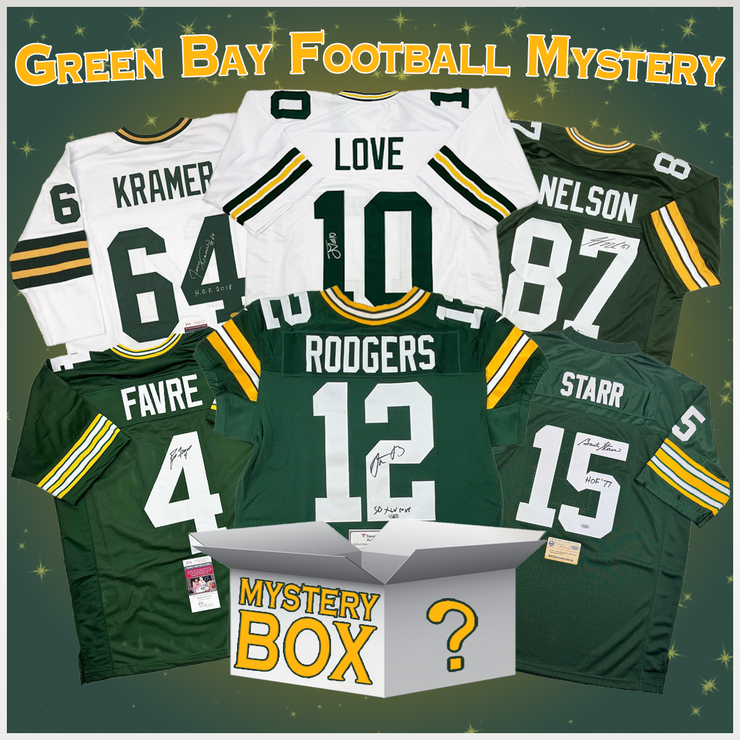 Caja misteriosa de camisetas de fútbol americano de Green Bay autografiadas/firmadas con PSA JSA o Beckett COA 