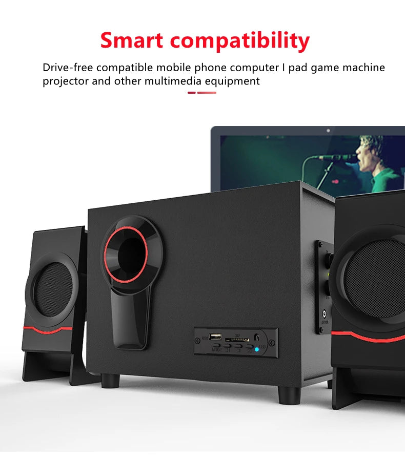 Système audio multimédia Bluetooth 2.1 Home Cinéma Surround Ordinateur Haut-parleur combiné actif en bois Câble AUX USB Post TV PC