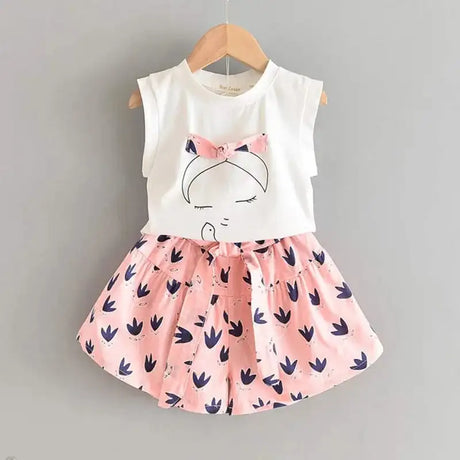 Bear Leader New Summer Casual Children Sets Chiffon Flowers Blue T-shirt Pants Girls Clothing Sets Kids Summer Set for 3-7 Years - Lootquake