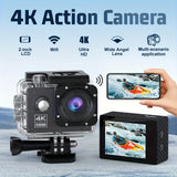Nouvelle caméra d'action 4K Wifi avec enregistrement en boucle et grand angle 16 MP pour sports de plein air