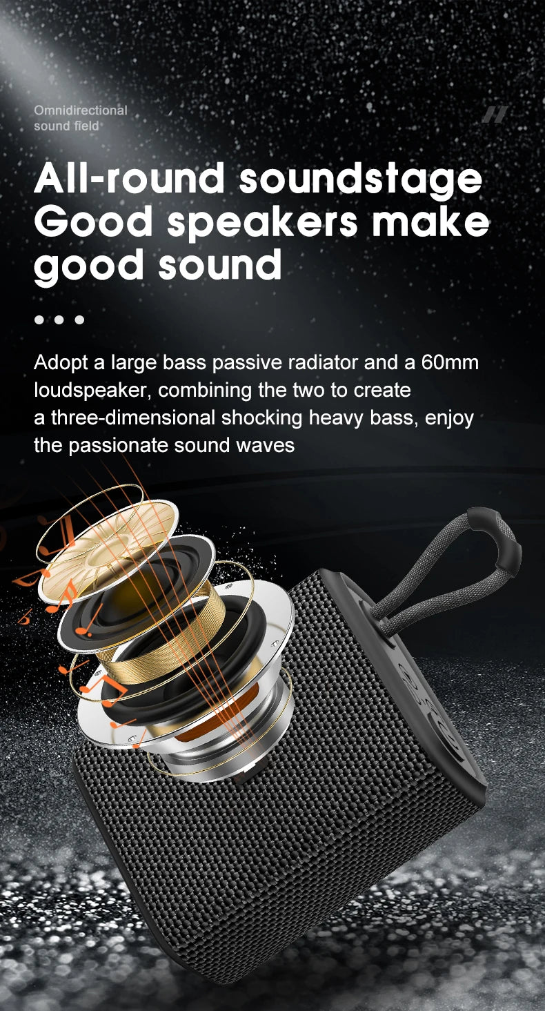 EBS-300 5W Mini Portable Bluetooth Speaker Fabric  Mesh TF Card Music Box IPX6 Waterproof For Phone  PC  Taplet  Palyer